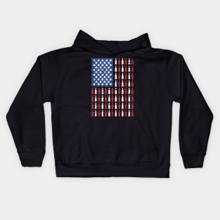 American flag USA with Dog Paw and Beer Bottle Kids Hoodie